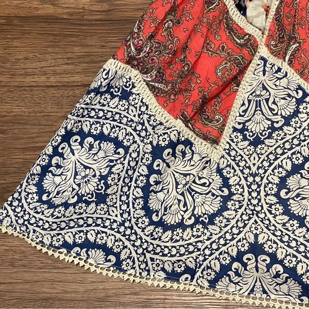 Anthropologie Inez Swing Dress by Vanessa Virginia Patchwork Multicolor Size 2